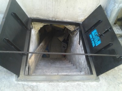 Sidewalk cellar door open