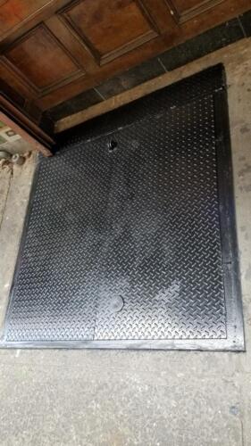 Fixed panel back metal diamond plate cellar door